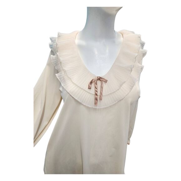 Chic Cream Ruffle Pajama Dress - Picture 4 of 10